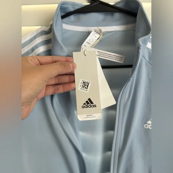 Adidas Athletic Track Jacket Classic Full Zip Wonder Blue Lightweight Large - Picture 3 of 6